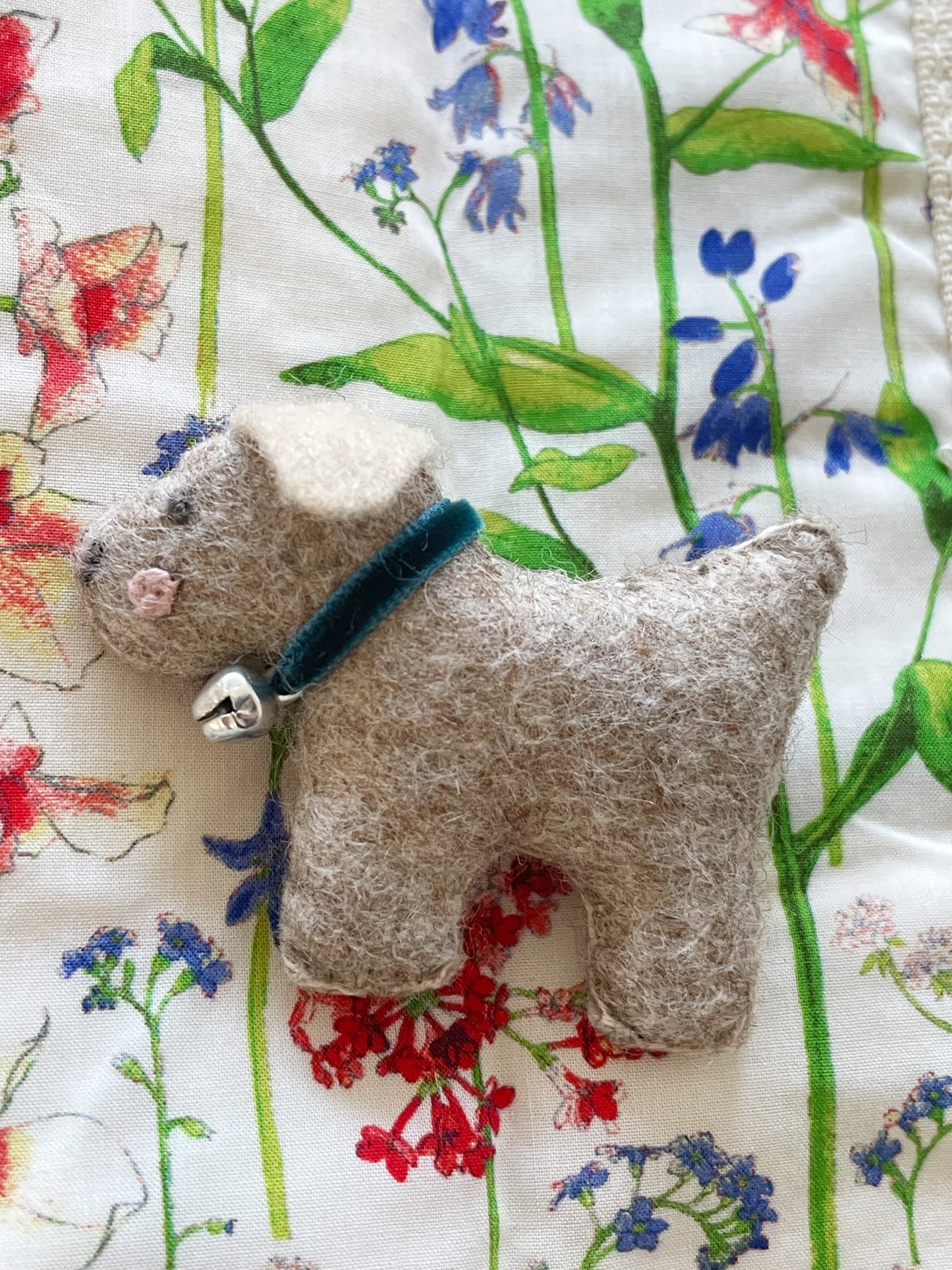 Handmade Wool Felt Border Terrier Brooch