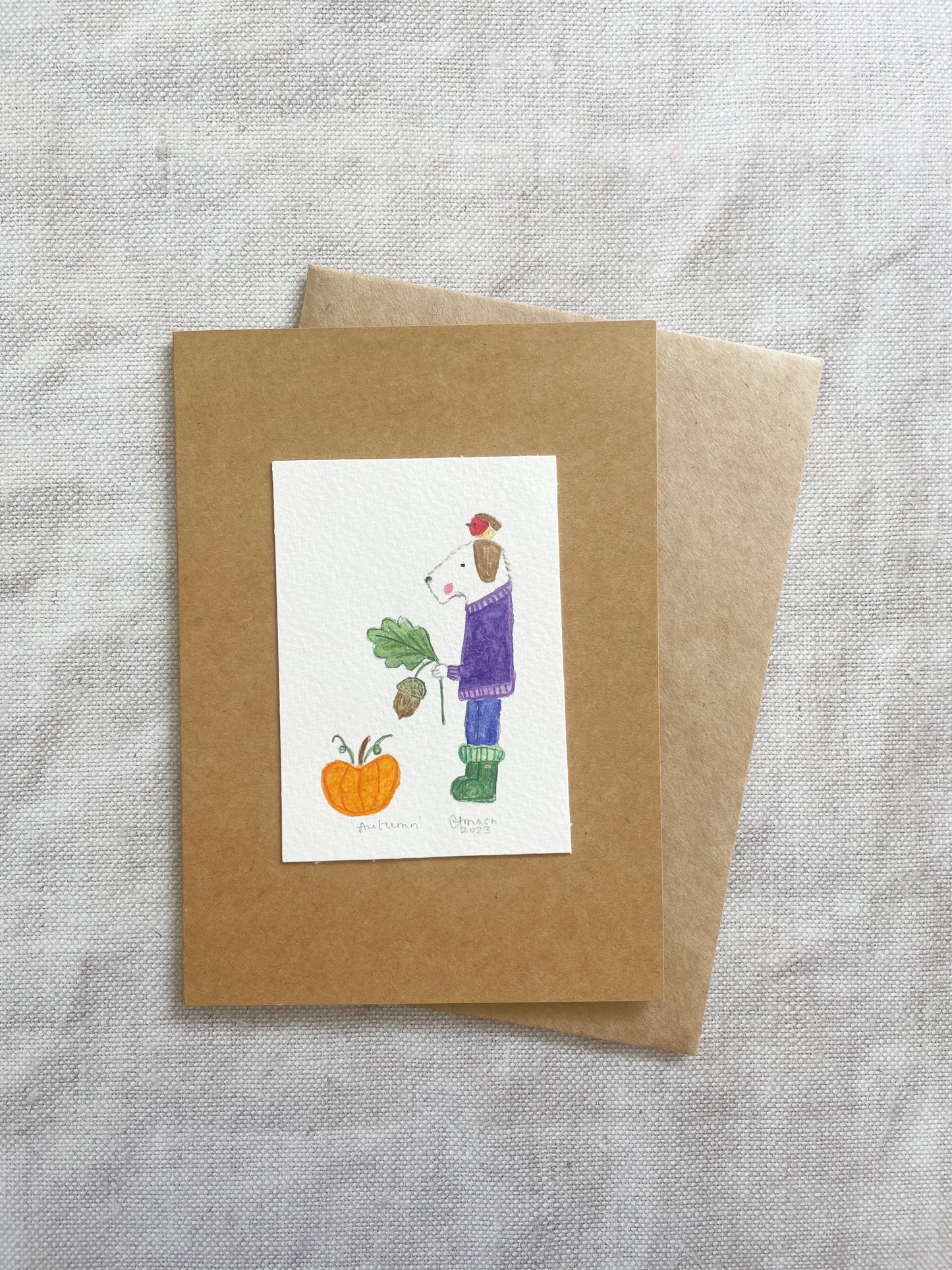 Illustrated Autumn Terrier Greetings Card
