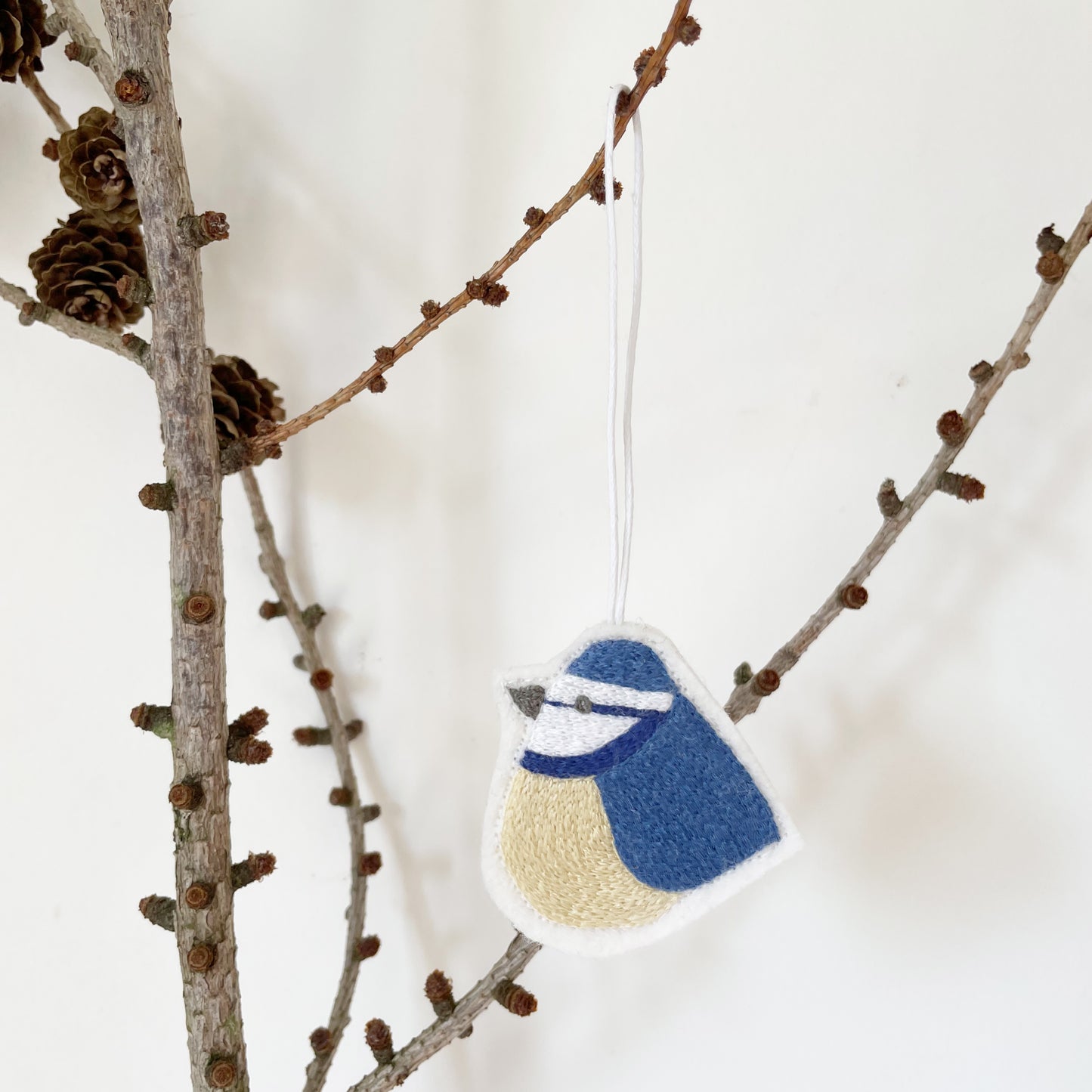 Hand Embroidered Blue Tit Decoration