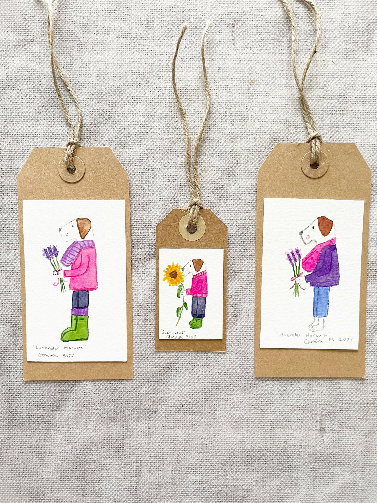 Illustrated original Terrier Gift Tag