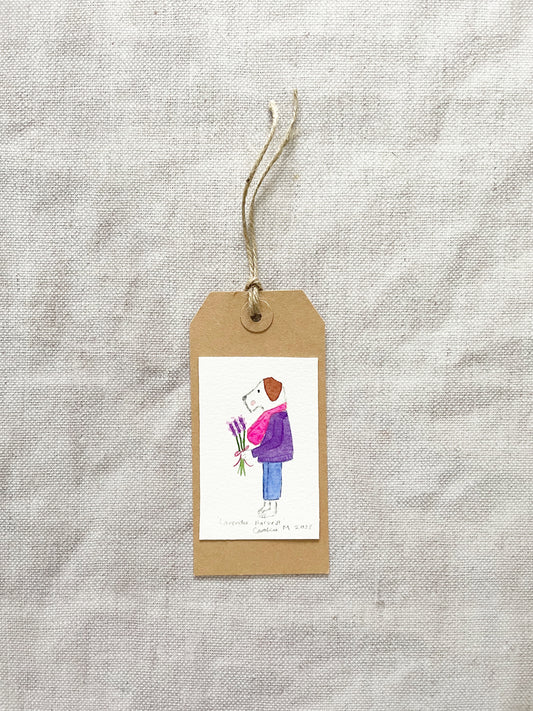 Illustrated original Terrier Gift Tag
