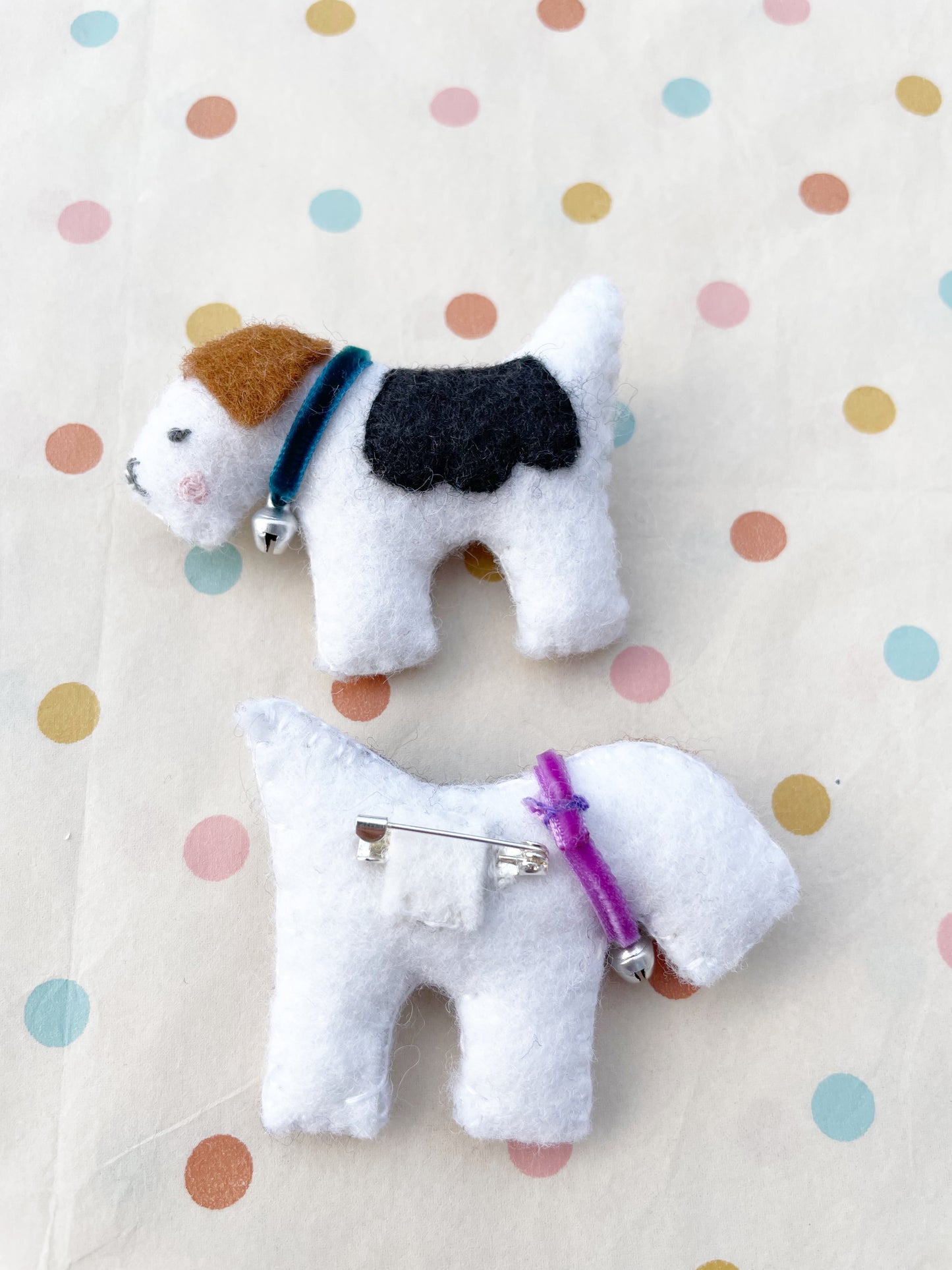 Handmade Wool Felt Terrier Brooch